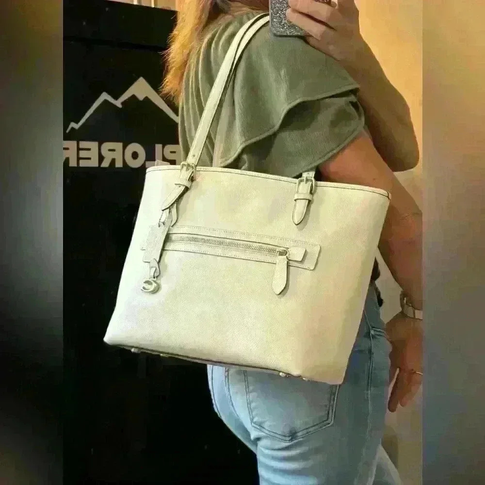Coach Taylor Leather Gold Tone Tote Bag & Dusty